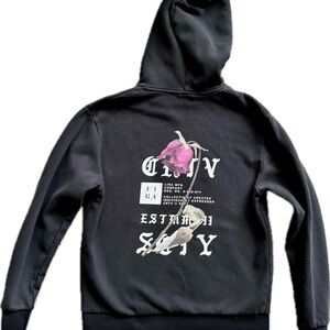 Lira MFG Dying Rose Men's Black Graphic Hoodie with Rose Design Medium
